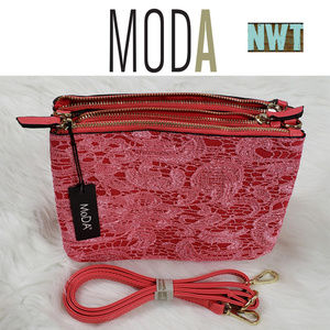 Moda Coral Lace 3 Pouch Crossbody Purse Handbag NWT 🤩